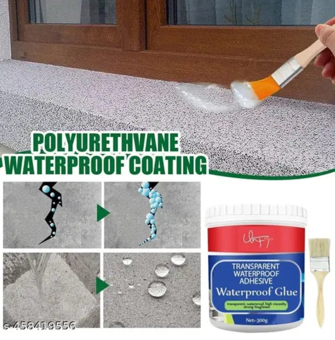 PACK OF 2) Crack Seal Glue
300gm with Brush Transparent Waterproof Glue for Roof Leakage Crack Seal Agent Roof Water Leakage Solution Water Proof Glue Transparent Glue Waterproofing