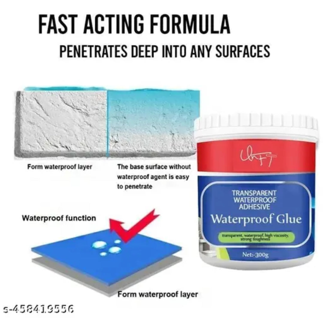 PACK OF 2) Crack Seal Glue
300gm with Brush Transparent Waterproof Glue for Roof Leakage Crack Seal Agent Roof Water Leakage Solution Water Proof Glue Transparent Glue Waterproofing