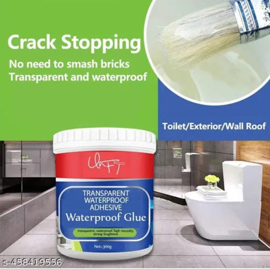 PACK OF 2) Crack Seal Glue
300gm with Brush Transparent Waterproof Glue for Roof Leakage Crack Seal Agent Roof Water Leakage Solution Water Proof Glue Transparent Glue Waterproofing